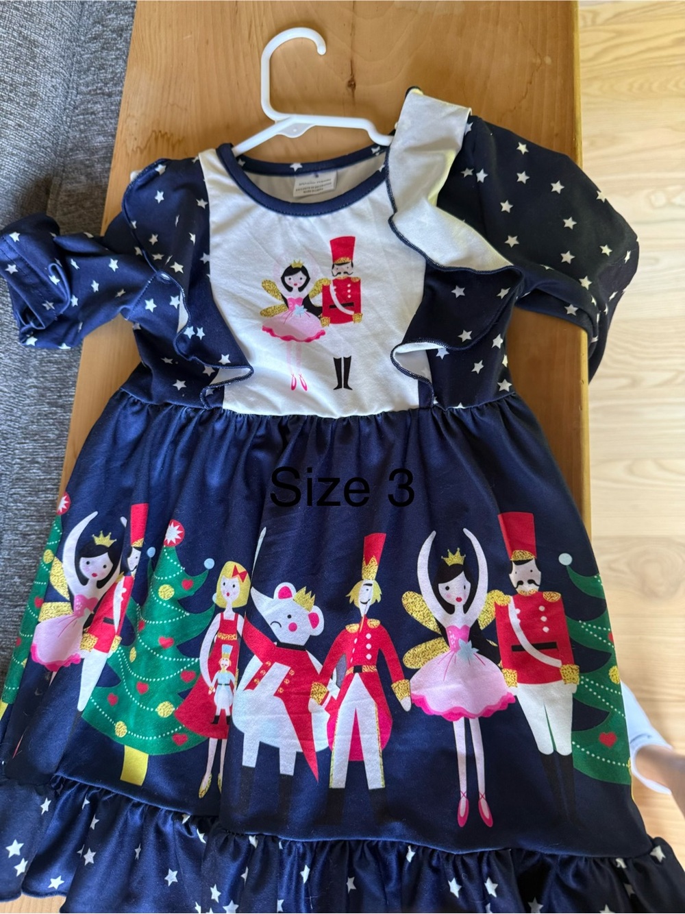 Nutcracker Holiday Dress Navy with Pink & Gold